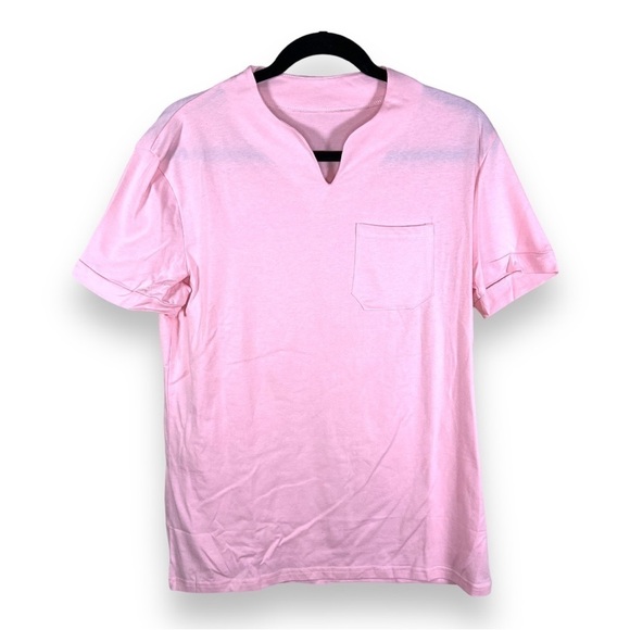 MEDIUM PINK SHORT SLEEVE TOP CASUAL PASTEL KAWAII BARBIECORE STRETCH - Picture 1 of 6